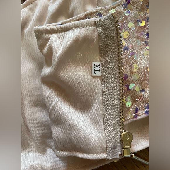 NWT Feditch Women's Sequin Two Piece Champagne  Sequin Mini Dress Size XL - Picture 15 of 16